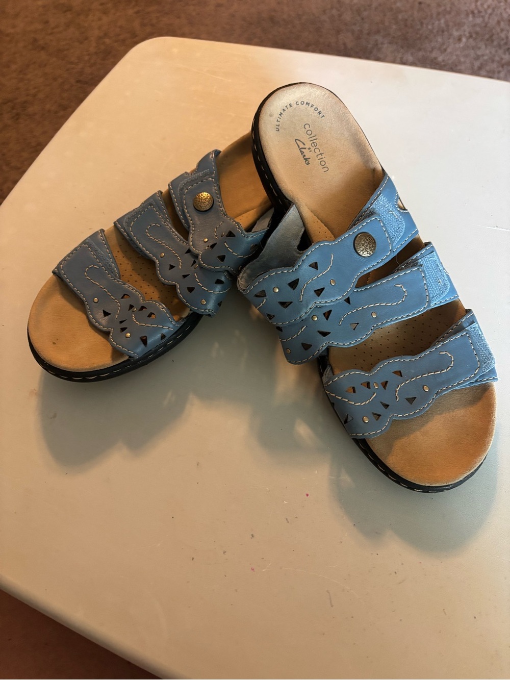 Clarks Collection leather slide sandals